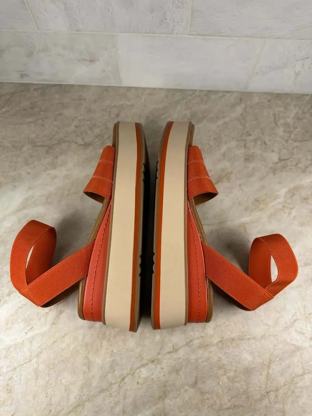 Zodiac Bailee Orange Platform Wedge Ankle Strap Sandals Womens 9M